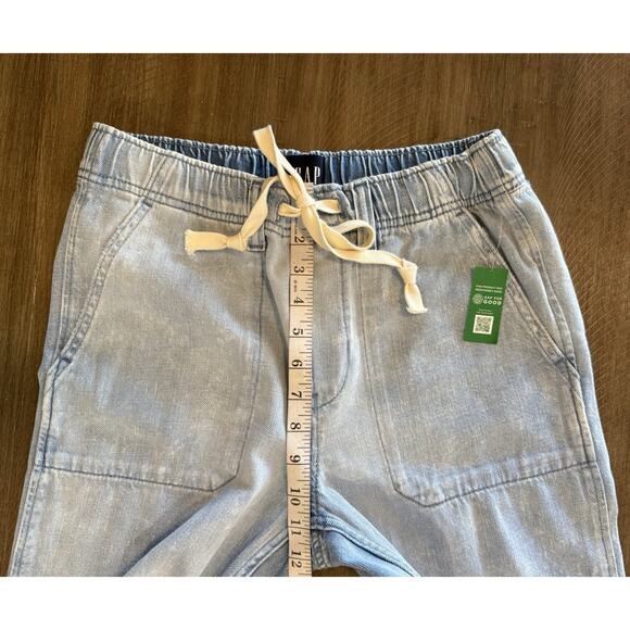 NWT Gap Denim Distressed Pull On Carpenter Jeans Pants Raw Hem Size Small Petite - Picture 7 of 13